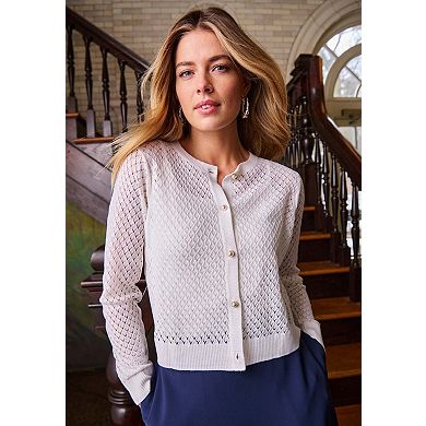 Jessica London Women's Plus Size Pointelle Shrug Sweater