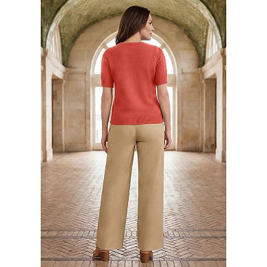 Jessica London Women's Plus Size Pullover Pointelle Sweater