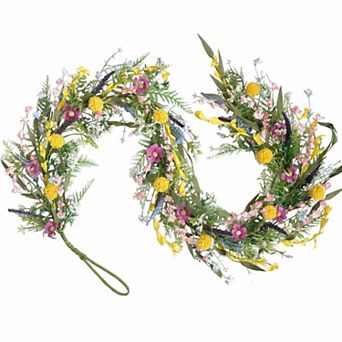 70 Inch Spring Summer Artificial Flower Garland Wildflowers Lavender Forsythia Home Decor