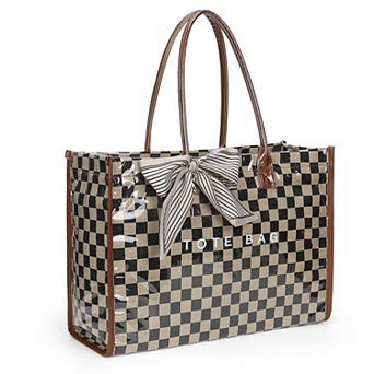 Clear PVC Tote Bag Women Large Waterproof Shoulder Purse 20L Laptop Work Travel Beach Handbag