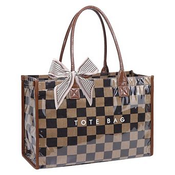 Clear PVC Tote Bag Women Large Waterproof Shoulder Purse 20L Laptop Work Travel Beach Handbag