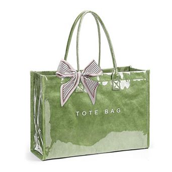 Clear PVC Tote Bag Women Large Waterproof Shoulder Purse 20L Laptop Work Travel Beach Handbag