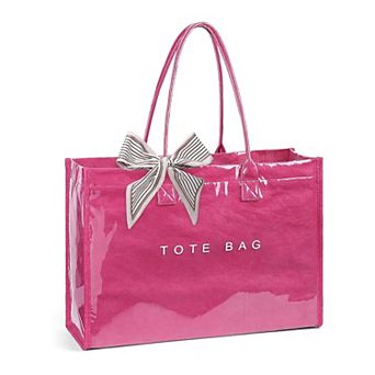 Clear PVC Tote Bag Women Large Waterproof Shoulder Purse 20L Laptop Work Travel Beach Handbag