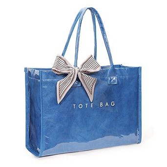 Clear PVC Tote Bag Women Large Waterproof Shoulder Purse 20L Laptop Work Travel Beach Handbag