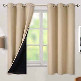 Blackout Curtains 63 Inch Length 2 Panels 42 Wide Thermal Insulated Light Blocking Grommet