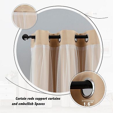 Blackout Sheer Layered Curtains Grommet Top 2 Panels with Tiebacks
