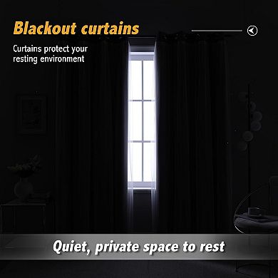 Blackout Sheer Layered Curtains Grommet Top 2 Panels with Tiebacks