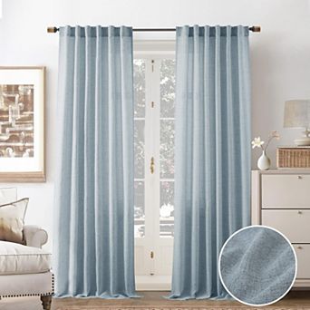 DriftAway Linen Textured Curtains for Living Room Semi Sheer Farmhouse Light Filtering Window Drapes