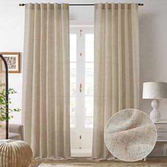DriftAway Linen Textured Curtains for Living Room Semi Sheer Farmhouse Light Filtering Window Drapes