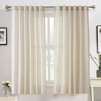 DriftAway Linen Textured Curtains for Living Room Semi Sheer Farmhouse Light Filtering Window Drapes