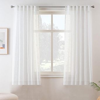 DriftAway Linen Textured Curtains for Living Room Semi Sheer Farmhouse Light Filtering Window Drapes