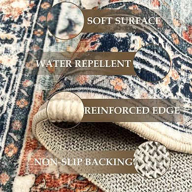 Pink Floral Runner Rug Washable Non Slip Low Pile Thin Kitchen Bedroom Hallway Carpet