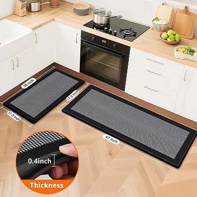 Kitchen Mats 2 Piece Cushioned Anti Fatigue Non Slip Standing Desk Floor Rugs