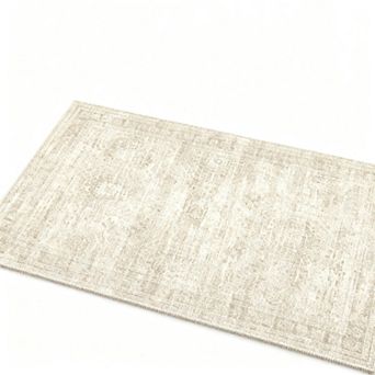 Running Rug Washable Non-Slip Kitchen Bathroom Laundry Hallway Entrance Beige Retro Geometric