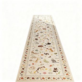Runner Rug For Kitchen Non Slip Washable Rubber Backing Soft Floral Cat Carpet Laundry