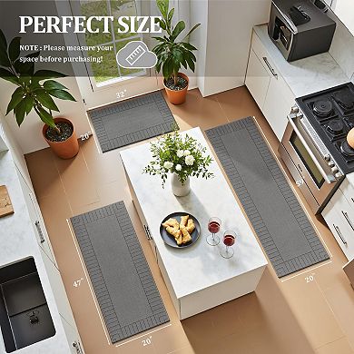 Kitchen Mats 3 Piece Set Non Slip Washable Farmhouse Thick Long Area Rug Runner