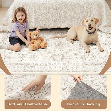 Strip Rug Non Slip Rubber Backed Soft Short Plush Machine Washable Entry Bedroom