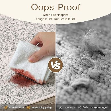 Retro Strip Rug Hallway Machine Washable Kitchen Retro Distressed Non-Slip Long Rug Indoor