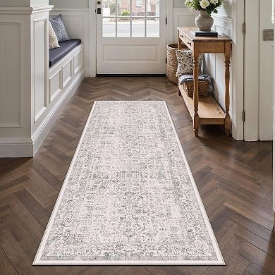Retro Strip Rug Hallway Machine Washable Kitchen Retro Distressed Non-Slip Long Rug Indoor