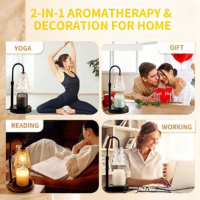 Candle Warmer Lamp Timer Dimmable Height Adjustable Wax Melt Jar Candles 2 Bulbs Gifts Home Decor