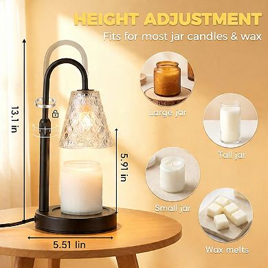 Candle Warmer Lamp Timer Dimmable Height Adjustable Wax Melt Jar Candles 2 Bulbs Gifts Home Decor