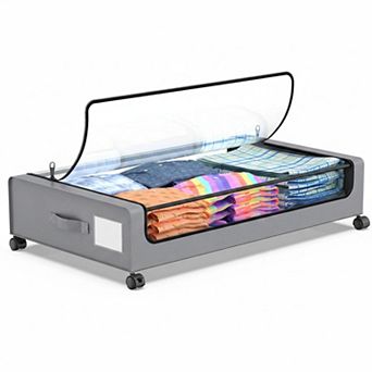 Under Bed Storage Bins with Wheels XXL 60L Rolling Organizers for Clothes Blankets Shoes