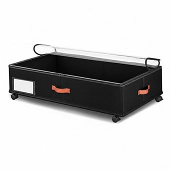 Under Bed Storage 2-Pack 66L Clear Lids Rolling Drawers for Clothes Shoes Blankets Organizer Bins