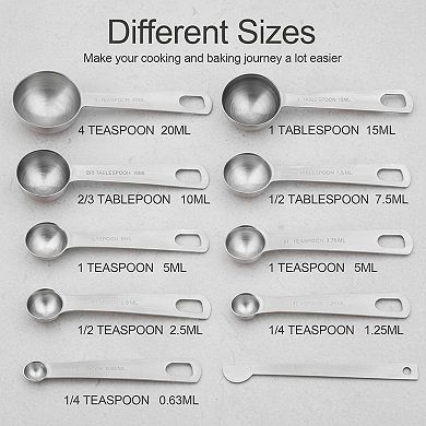Measuring Cups Spoons Set 18/8 Stainless Steel 20pcs Engraved Kitchen Baking Heavy Duty