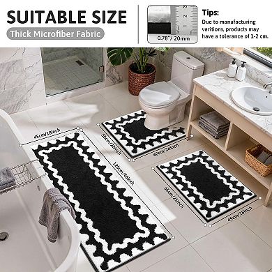 Scalloped Bath Rug Absorbent Non-slip Washable