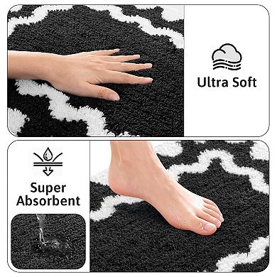 Scalloped Bath Rug Absorbent Non-slip Washable
