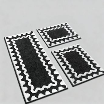 Scalloped Bath Rug Absorbent Non-slip Washable