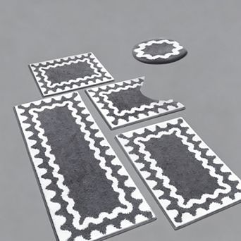 Scalloped Bath Rug Absorbent Non-slip Washable