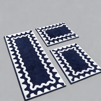 Scalloped Bath Rug Absorbent Non-slip Washable