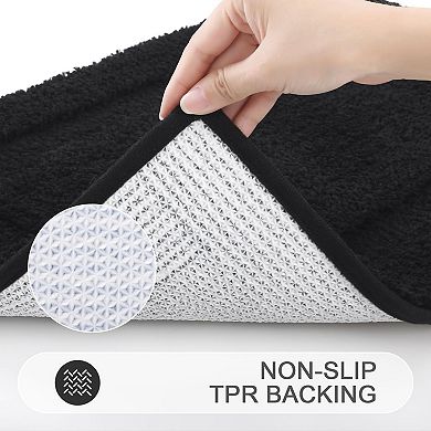 Microfiber Bath Rugs Sets 3 Piece Shaggy Absorbent Non-Slip