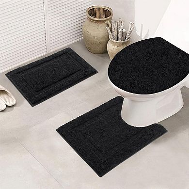 Microfiber Bath Rugs Sets 3 Piece Shaggy Absorbent Non-Slip