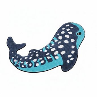 Whale Shark Bathroom Rug Handmade Tufted Non-slip Plush Absorbent Coastal Bath Mat