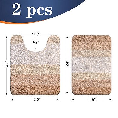 Microfiber Bath Mat Set 2 Piece Non-Slip Absorbent Quick Dry