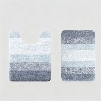 Microfiber Bath Mat Set 2 pc Non-Slip Absorbent Quick Dry