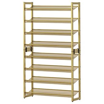 Set of 2 Stackable Metal Shoe Rack with 4 tier Adjustable Shelves for Closet Storage