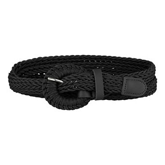 Women PU Leather Braided Waist Belt Plus Size Skinny Belt for Dress Pants with Pin Buckle