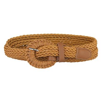 Women PU Leather Braided Waist Belt Plus Size Skinny Belt for Dress Pants with Pin Buckle
