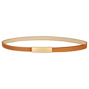 Women Skinny Waist Belt Gold Buckle Adjustable Slim Cinch Waistband for Dress
