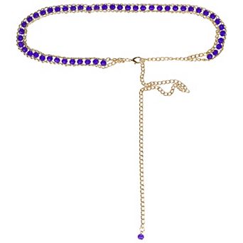 Waist Chain Belts, Metal Gold Rhinestone Crystal Body Chain Belt for Dress Jean
