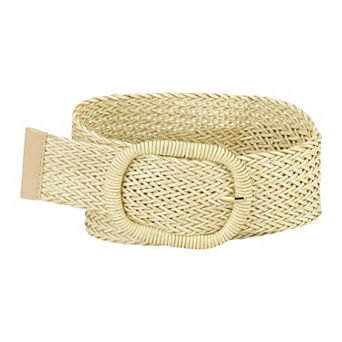 Women Wide Waist Belts Braided Woven Belts for Dress Chunky Buckle