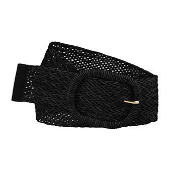Women Wide Waist Belts Braided Woven Belts for Dress Chunky Buckle