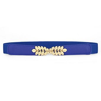 Women Leaf Shaped Interlocking Buckle Stretch Cinch Belt
