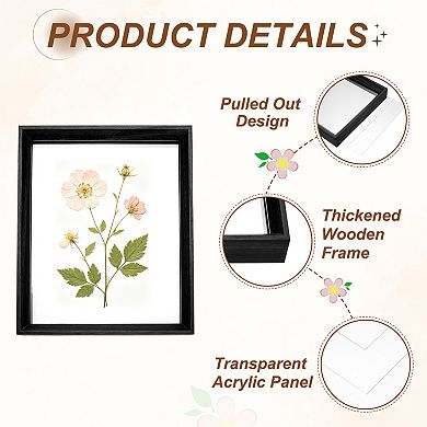 Floating Picture Frames, Wooden Double Acrylic Pressed Flower Photo Frames Wall Tabletop Display 1Pc