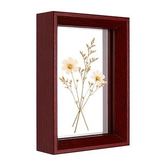 Floating Picture Frames, Wooden Double Acrylic Pressed Flower Photo Frames Wall Tabletop Display 1 pc