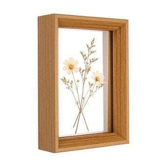 Floating Picture Frames, Wooden Double Acrylic Pressed Flower Photo Frames Wall Tabletop Display 1 pc