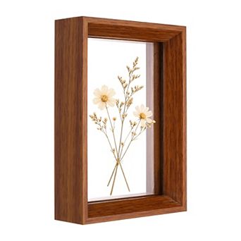 Floating Picture Frames, Wooden Double Acrylic Pressed Flower Photo Frames Wall Tabletop Display 1 pc